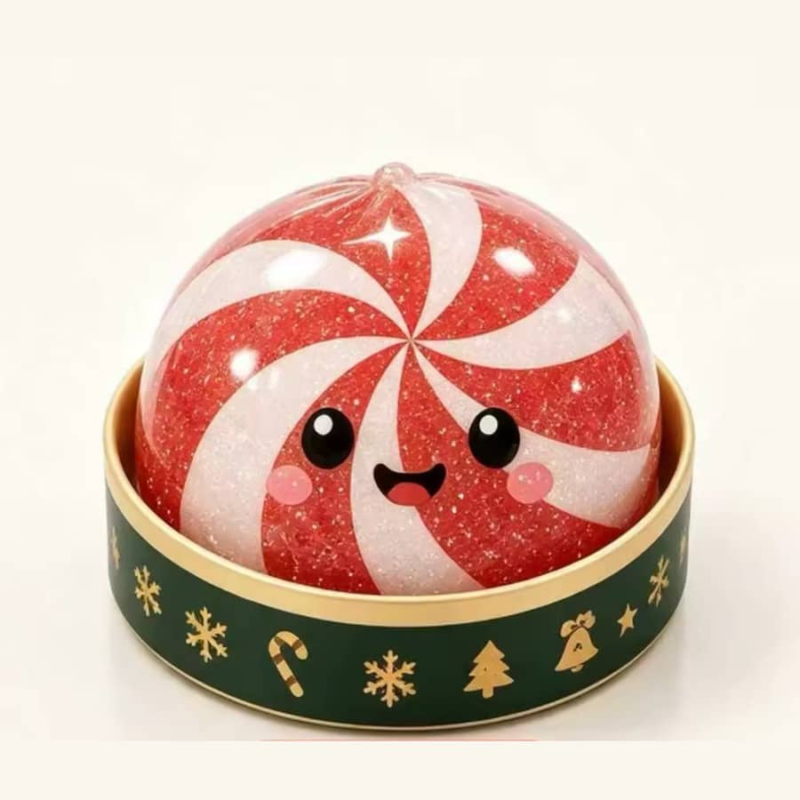 Peppermint dumpling, red and white swirl glitter jelly